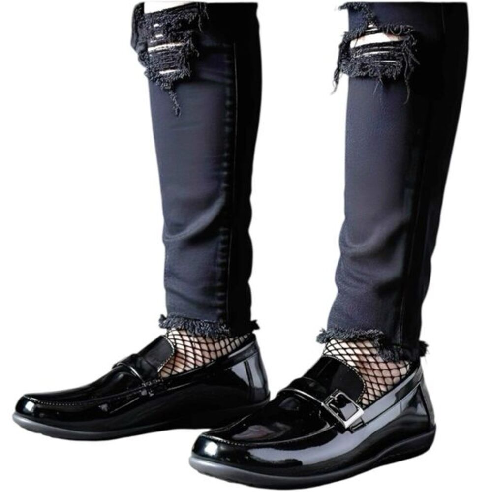 Y2K Penny Loafers Shoes Women's Sz 7 W Vegan Leather Preppy Punk Gothic Grunge